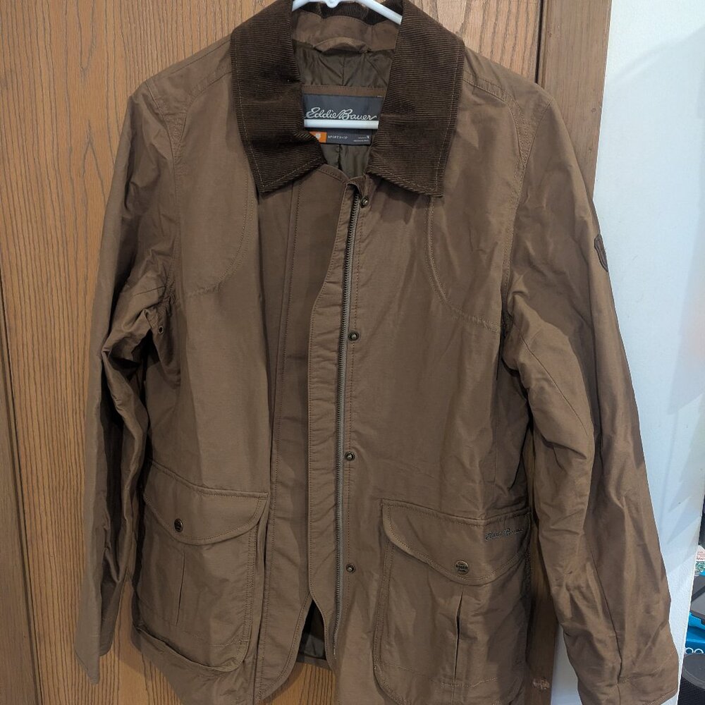 Eddie Bauer Sport Shop Brown/Green Utility Jacket with Corduroy Collar/Cuffs-M